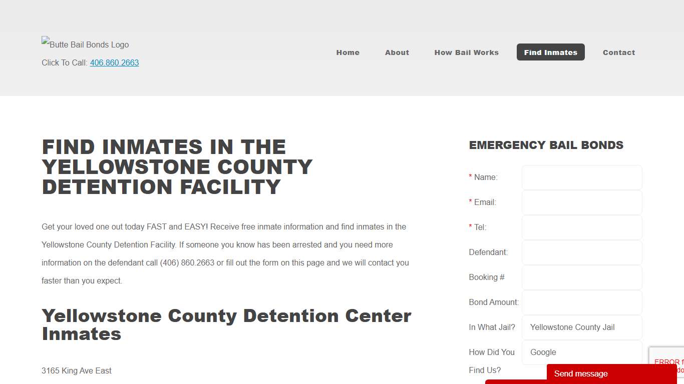 Find Inmates in Butte Yellowstone County Jail